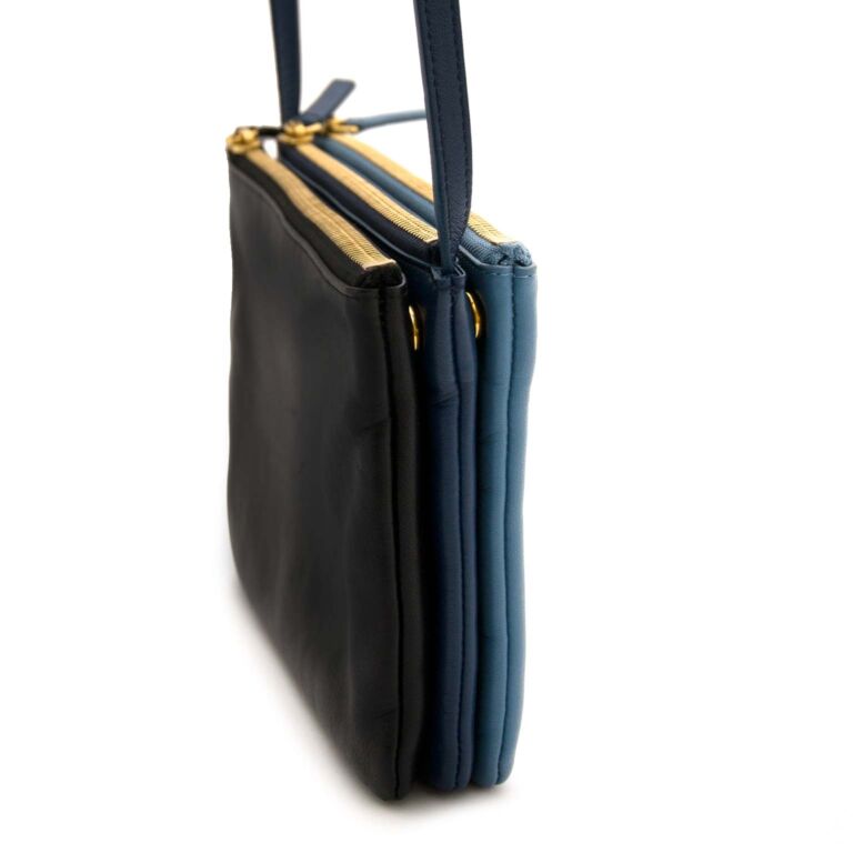 Trio leather crossbody bag Celine Blue in Leather - 36570397