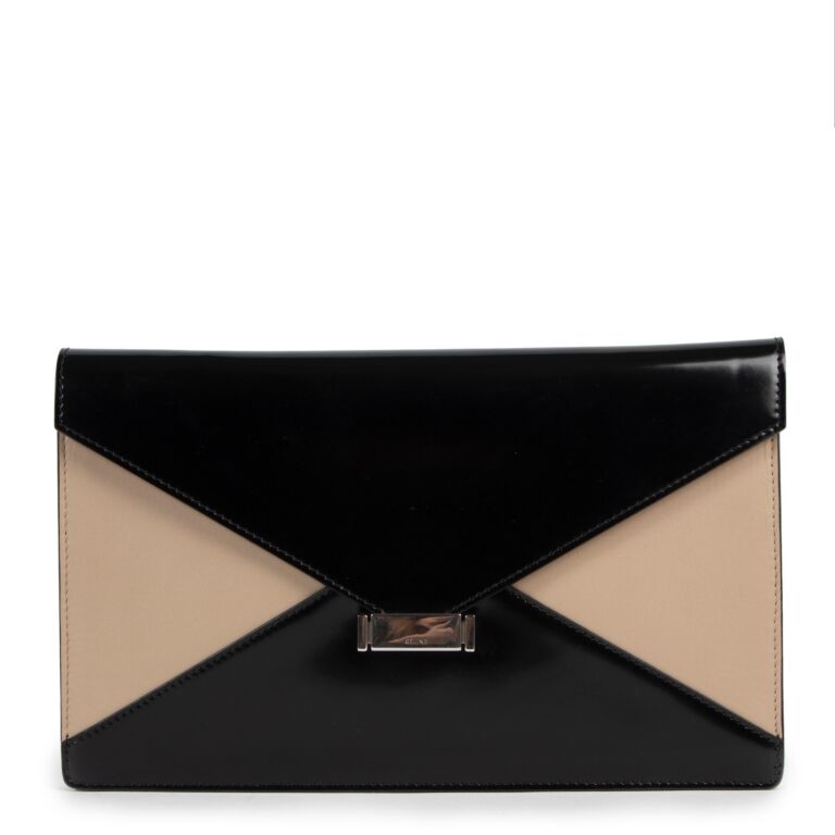 Celine Black Leather Diamond Clutch Bag Labellov Buy and Sell Authentic Luxury