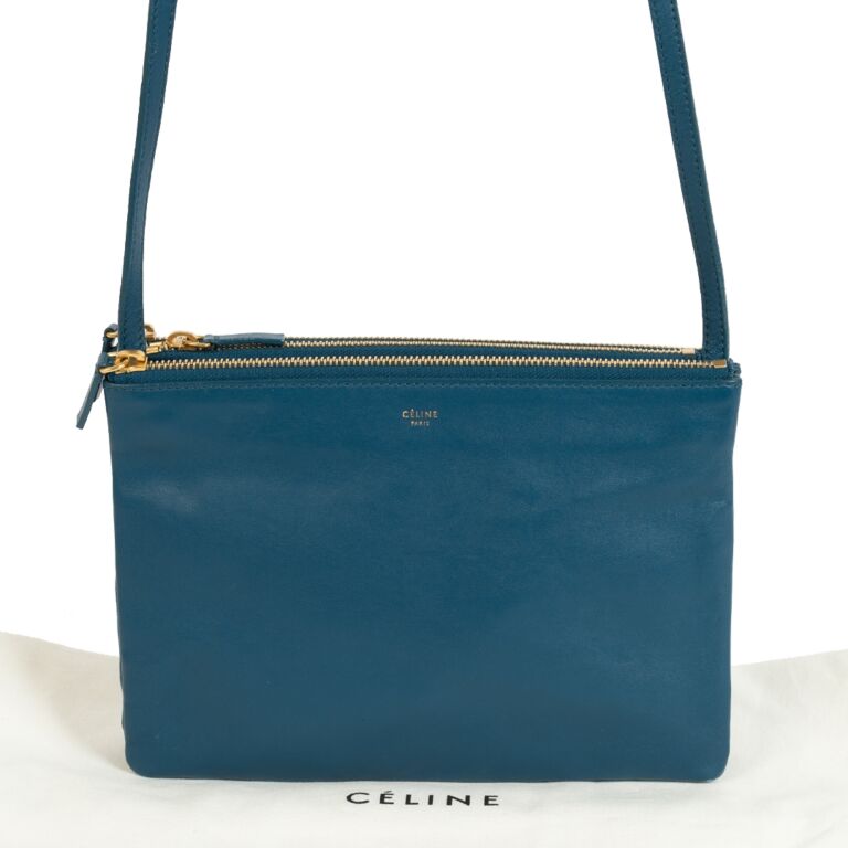 Celine Trio Teal Blue Crossbody Bag ○ Labellov ○ Buy and Sell