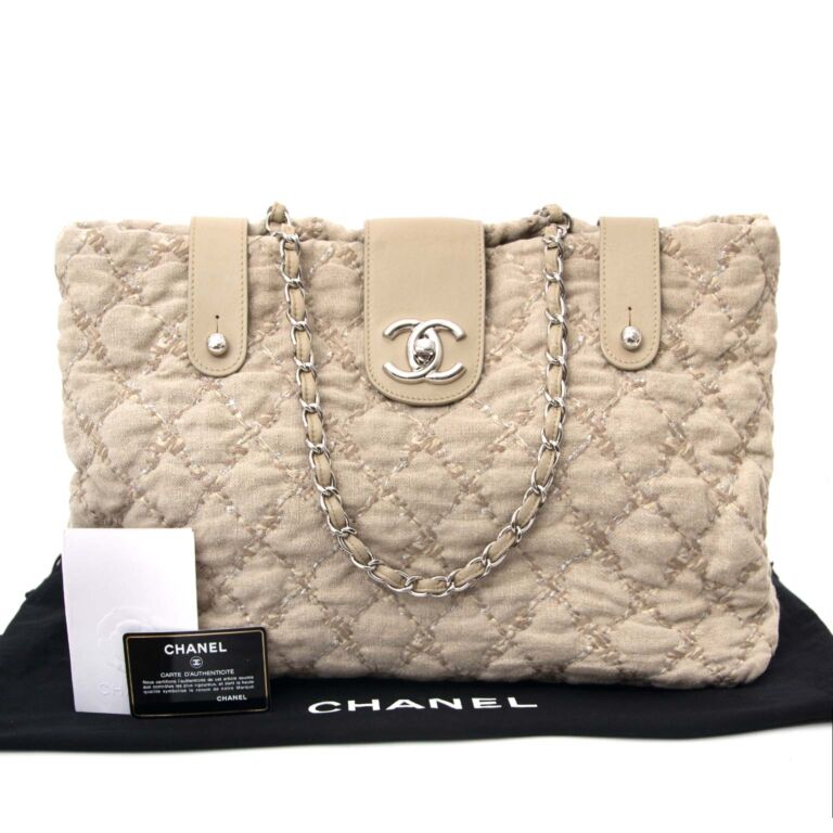 Chanel Beige Quilted Tweed Shopping Tote ○ Labellov ○ Buy and