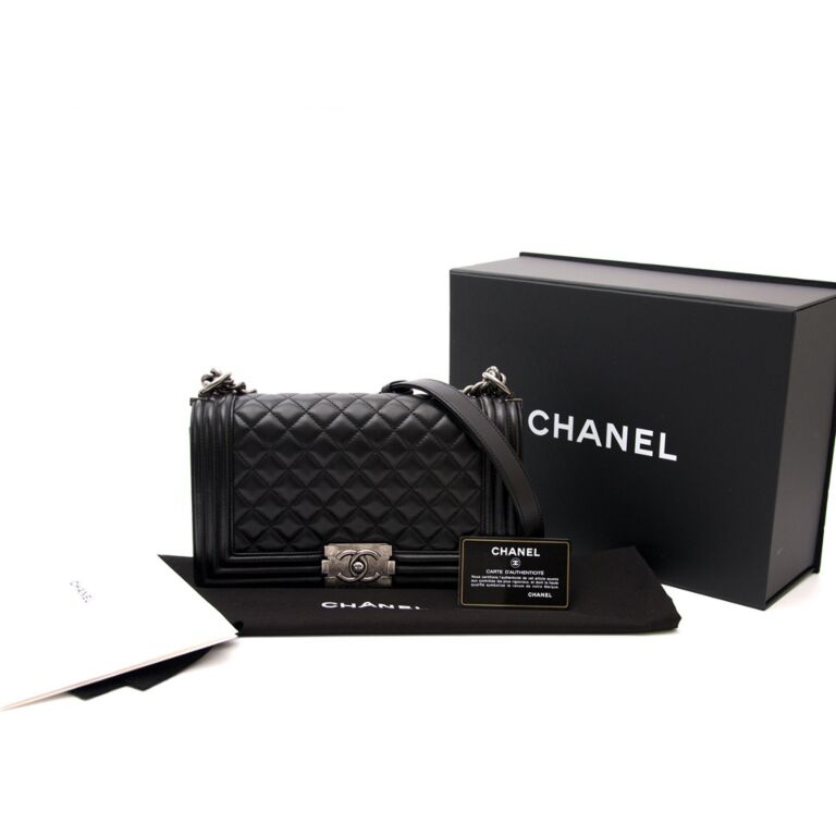 Chanel - Grey Quilted Calfskin Boy Bag Medium