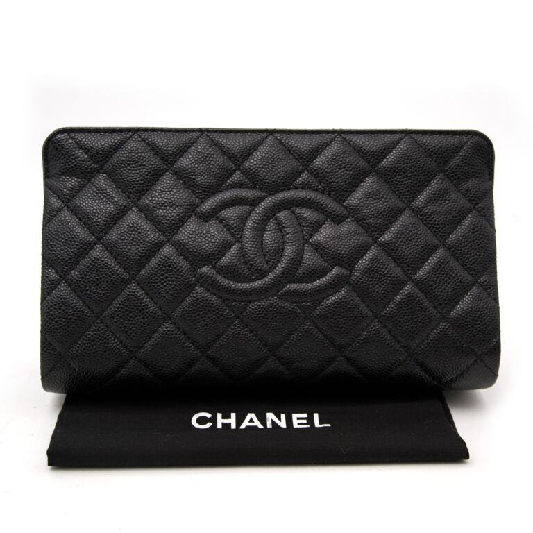 chanel mini wallet caviar black