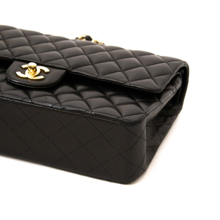 Chanel Black Medium Lambskin Double Classic Flap Bag ○ Labellov