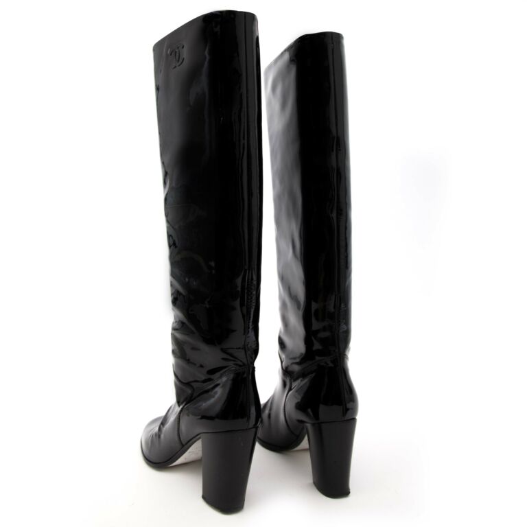 Chanel Black Patent Boots ○ Labellov ○ Buy and Sell Authentic Luxury Chanel Black Patent Boots ○ Labellov ○ Buy and Sell Authentic Luxury