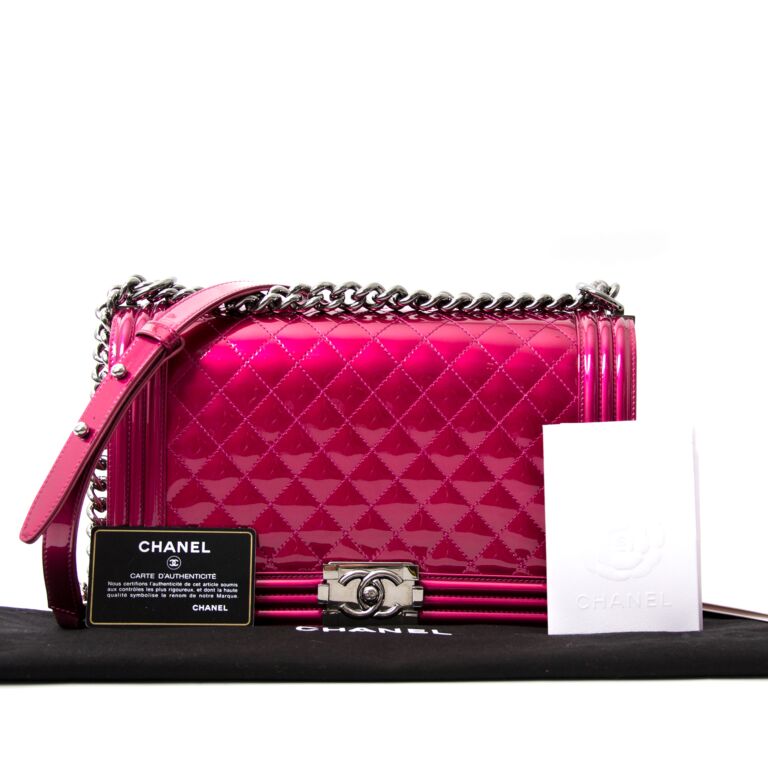 Chanel Hot Pink Ombre Patent Leather Brick Flap Crossbody Convertible Clutch