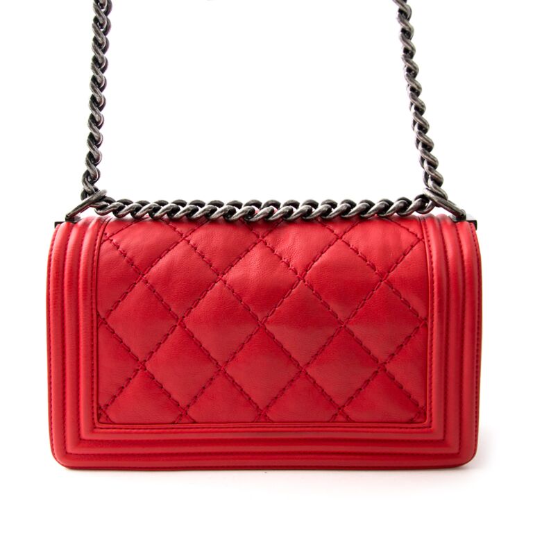 Bottega Veneta Red Shearling Fringe Pouch Shoulder Bag