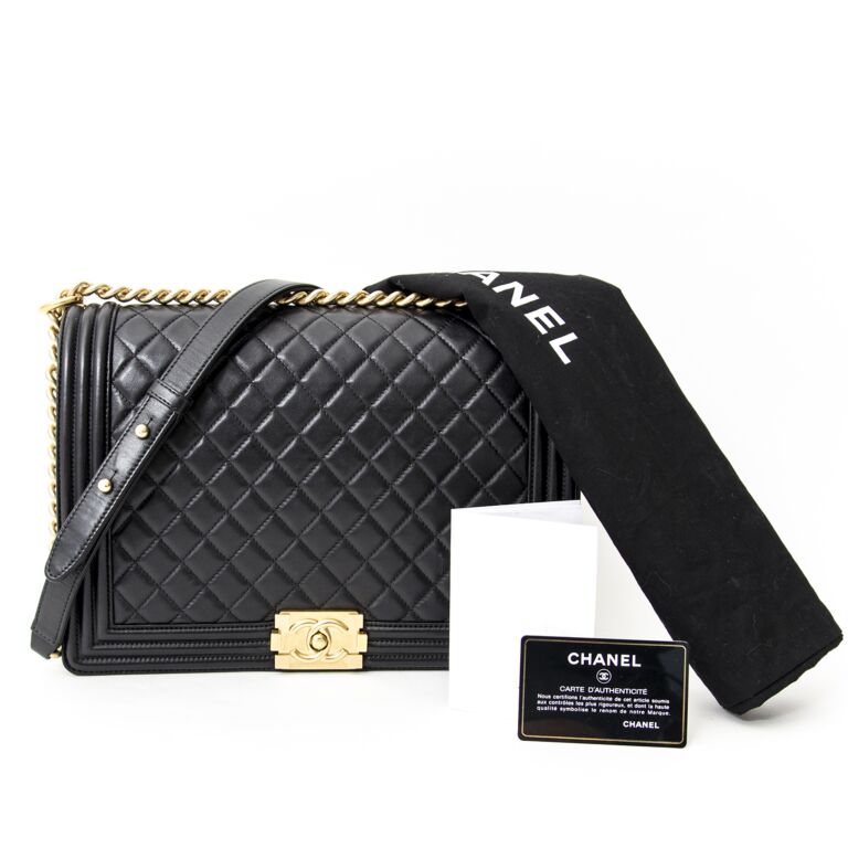Chanel Large Black Lambskin Boy Bag GHW ○ Labellov ○ Buy and