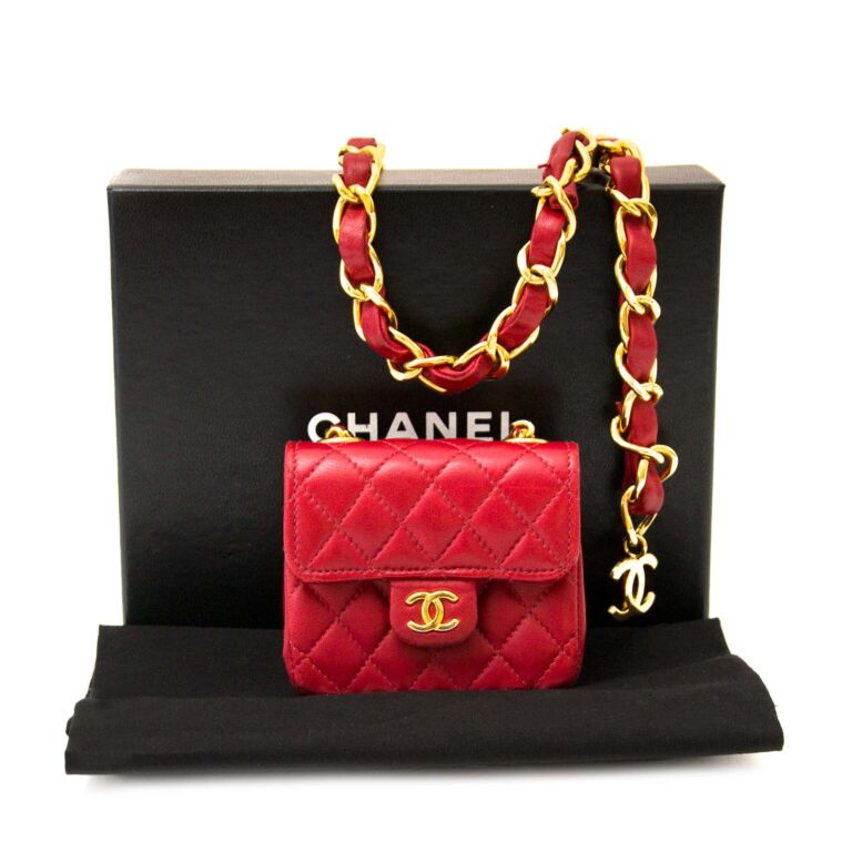 Chanel Classic Flap Black Quilted Lambskin Micro Belt Bag