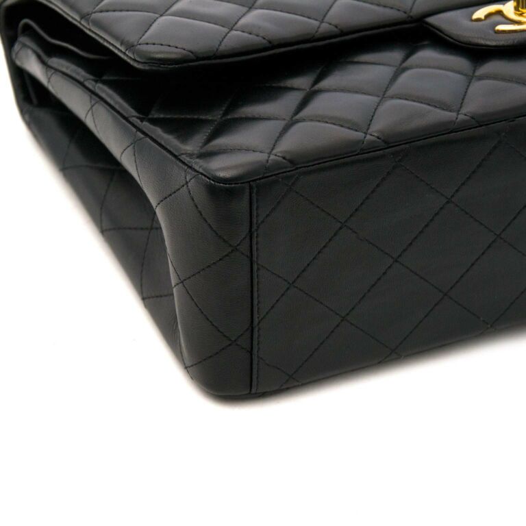 Chanel Black Lambskin Leather Maxi Flap Bag GHW ○ Labellov ○ Buy