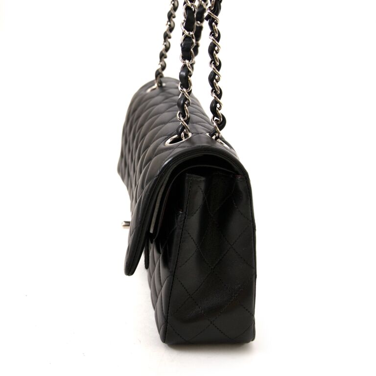 Chanel Double Flap Bag Medium Black Lambskin ○ Labellov ○ Buy
