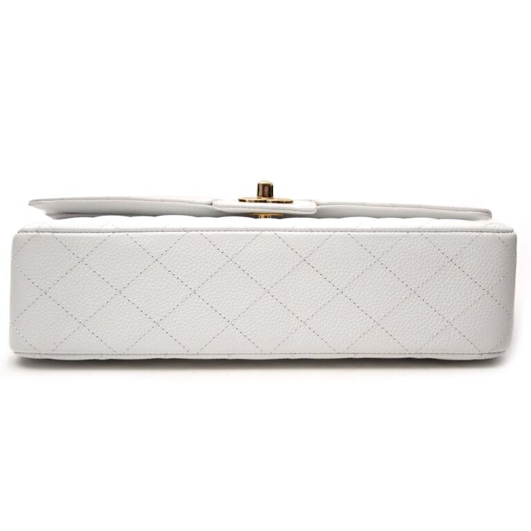 Chanel Small White Caviar Leather Double Flap Bag ○ Labellov