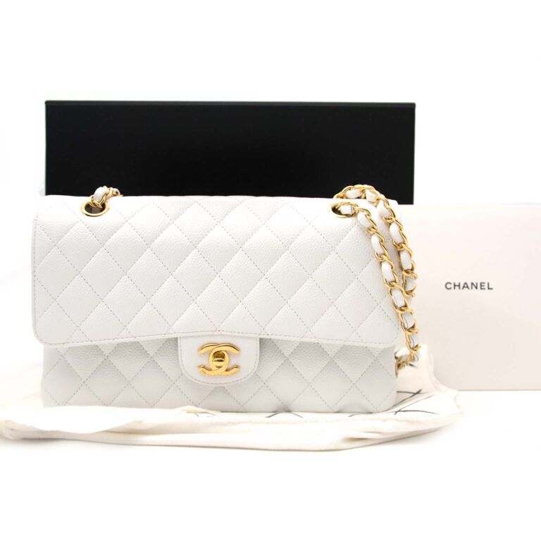 Chanel Cream White Quilted Caviar Small Classic Double Flap Gold Hardware,  2019 Available For Immediate Sale At Sotheby's