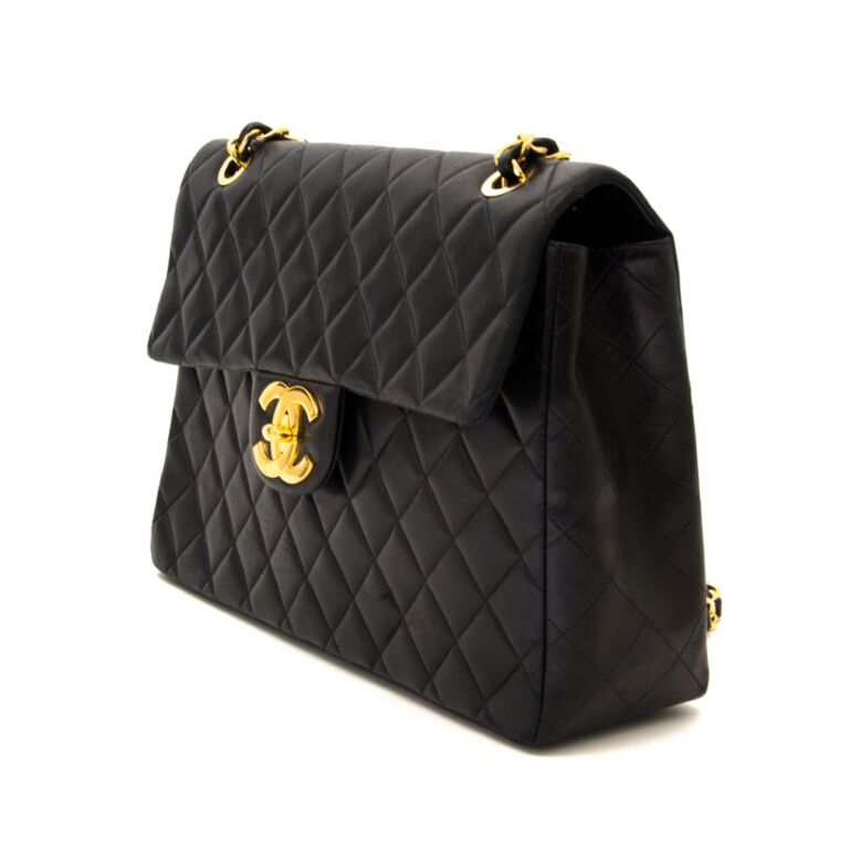 Chanel Black Caviar Maxi Classic Single Flap Bag GHW ○ Labellov