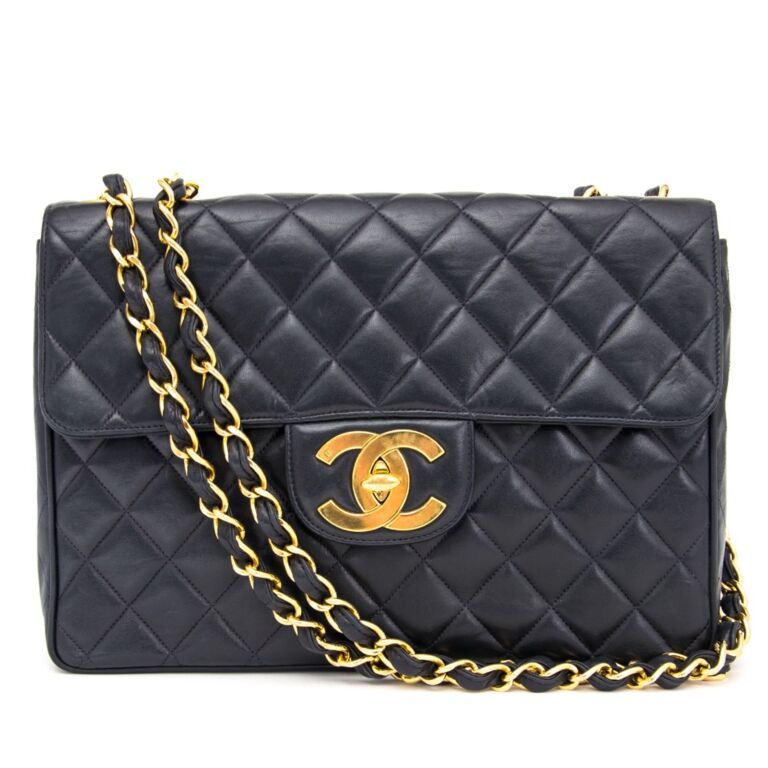 CHANEL Black Vintage Maxi/ XL Jumbo Classic Flap Gold Hw - Timeless Luxuries