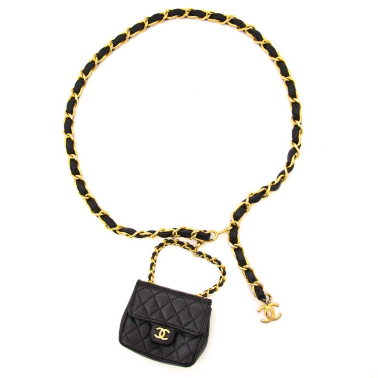 chanel waist bag chain black