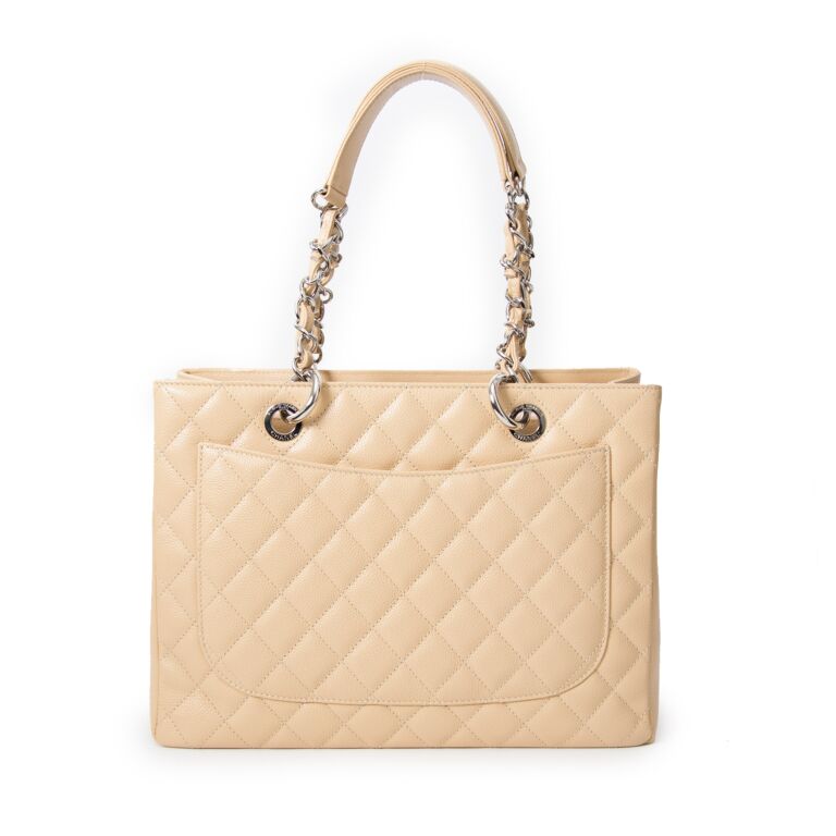 CHANEL Beige Quilted Caviar Leather Large Petite Timeless Shopper Tote -  ShopperBoard