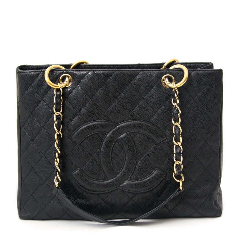 Hard to Find Chanel GST Black Caviar Leather Shopping Tote Labellov Buy and Sell Authentic Luxury