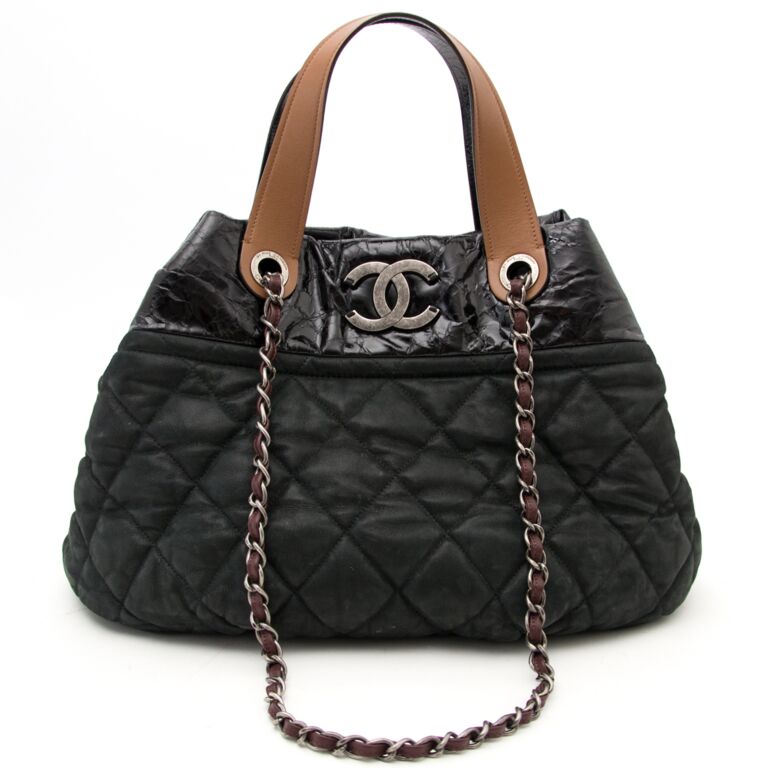 Chanel Urban Mix Flap Calfskin Python Shoulder Bag Black