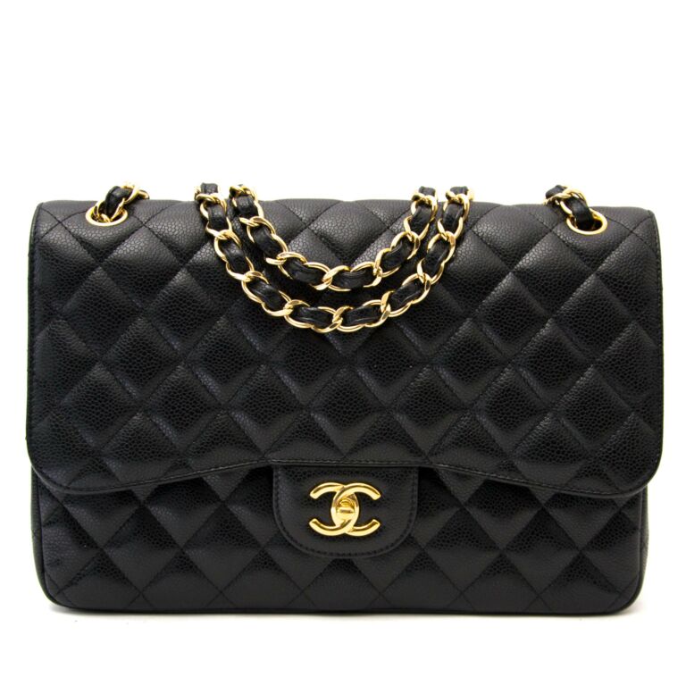 Chanel Vintage Black Caviar Tall Jumbo Classic Crossbody Flap Bag 24k –  Boutique Patina