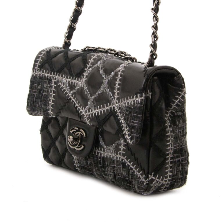 Chanel Patchwork Tweed PVC Classic Single Flap Handbag