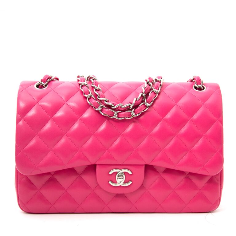 Chanel Pink Metallic Single Flap Shoulder Bag in Lambskin Leather