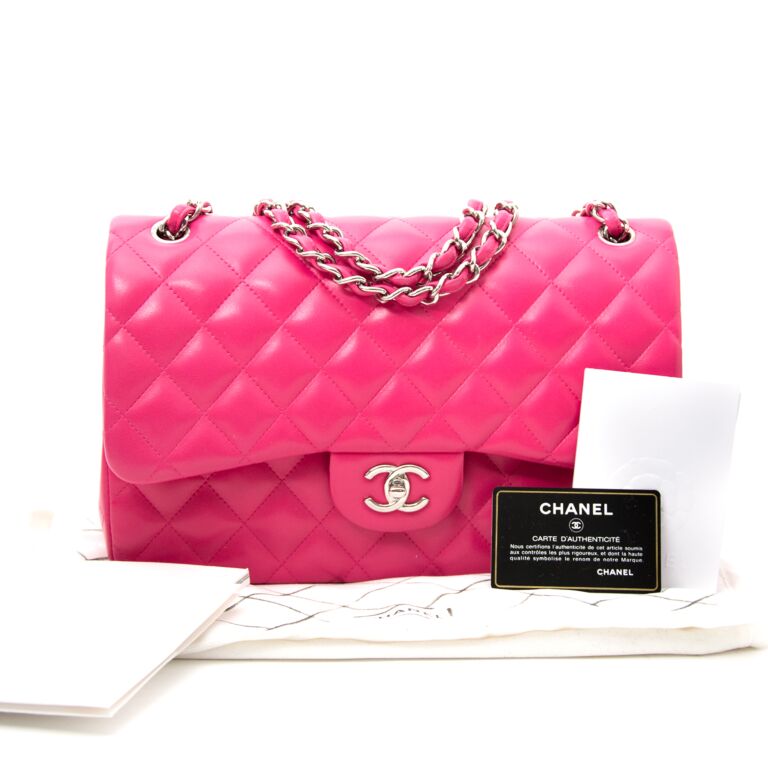 Chanel Fuschia Lambskin Jumbo Classic Double Flap Bag at 1stDibs