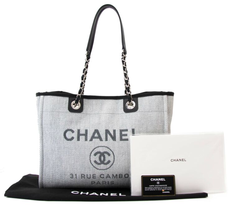 CHANEL Deauville Grey Tote Bag - Reems Closet