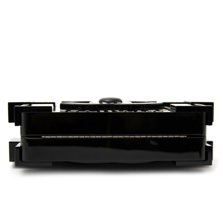 A RUNWAY PEARL & BLACK LUCITE LEGO CLUTCH WITH SILVER HARDWARE