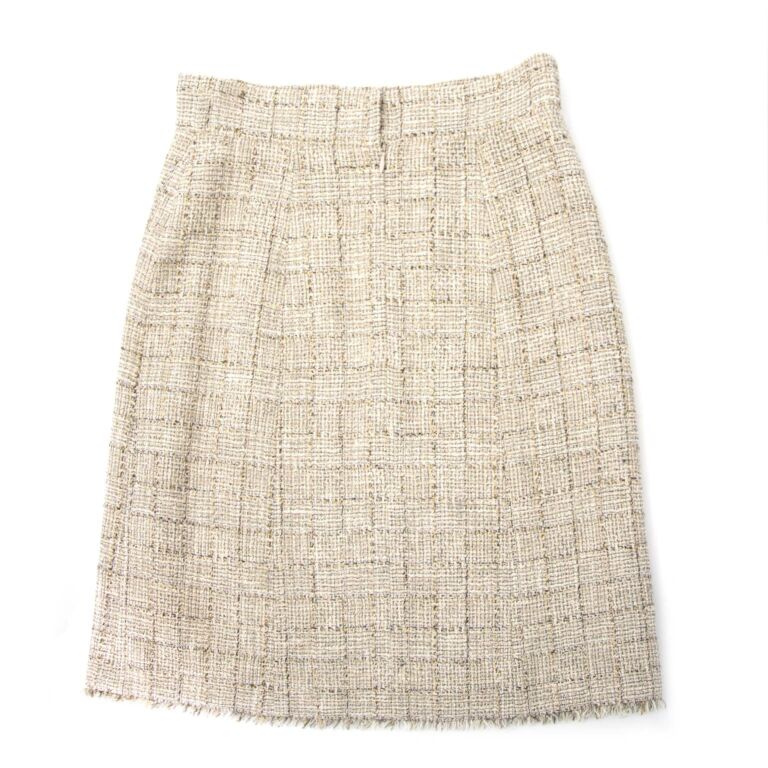 Chanel Beige Tweed Midi Skirt - Size 40 (FR) ○ Labellov ○ Buy