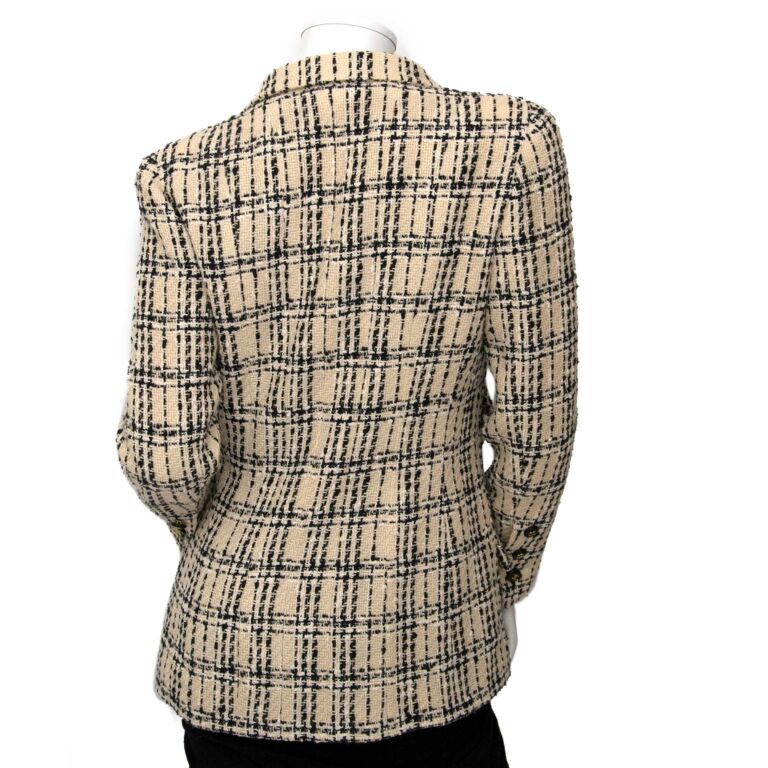 Stand Collar Double Breasted Elegant Plaid Tweed Crop Jacket