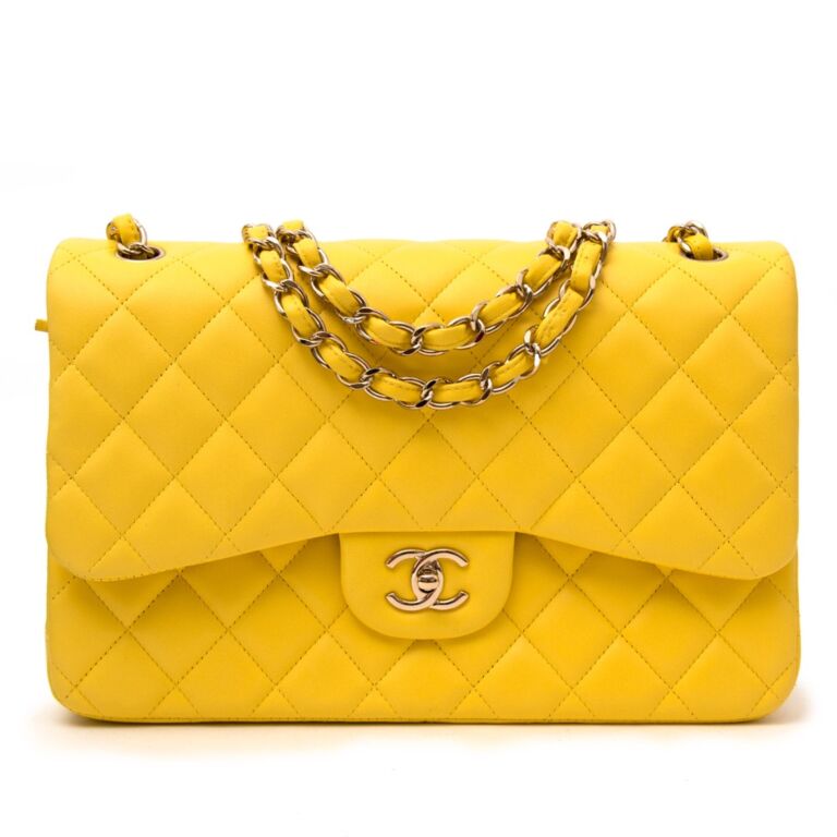 Chanel Caviar Quilted Small Double Flap Yellow