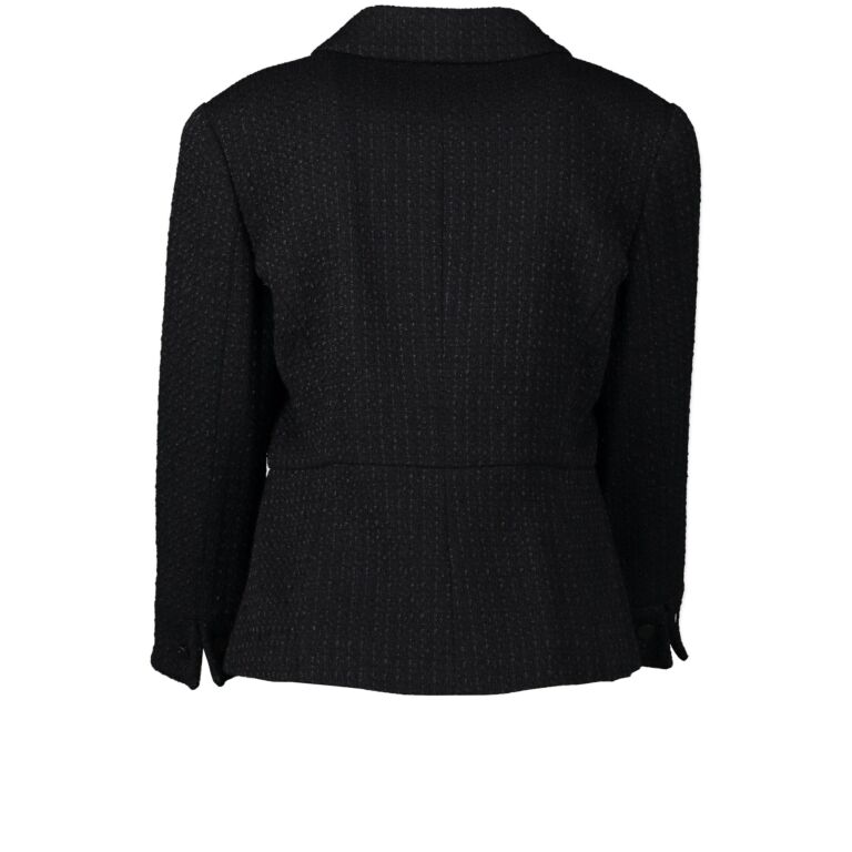 Shop CHANEL TIMELESS CLASSICS Black White Wool Silk Tweed Coat