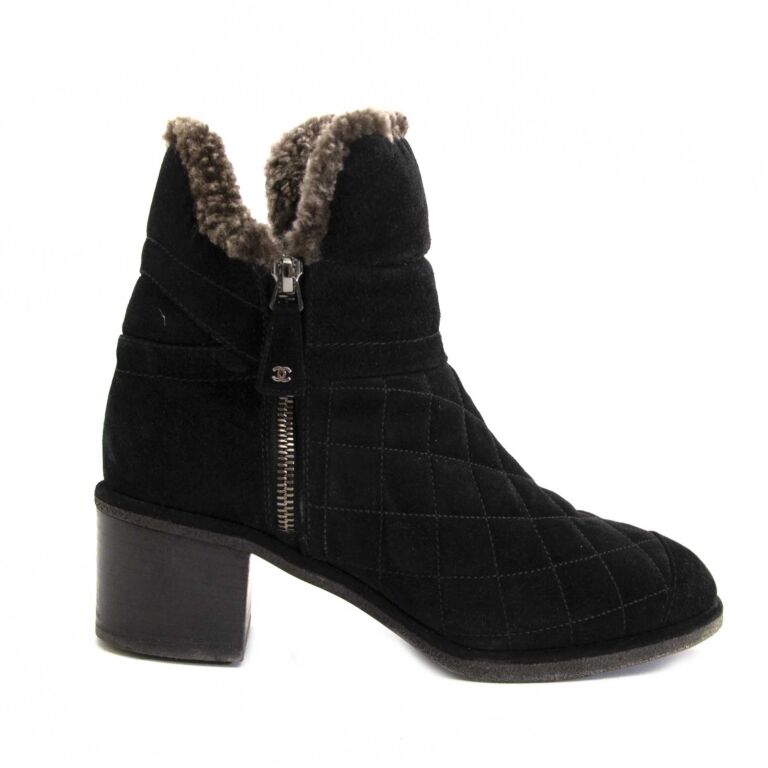 Chanel Black Velvet Boots Size 38 Labellov Buy and Sell