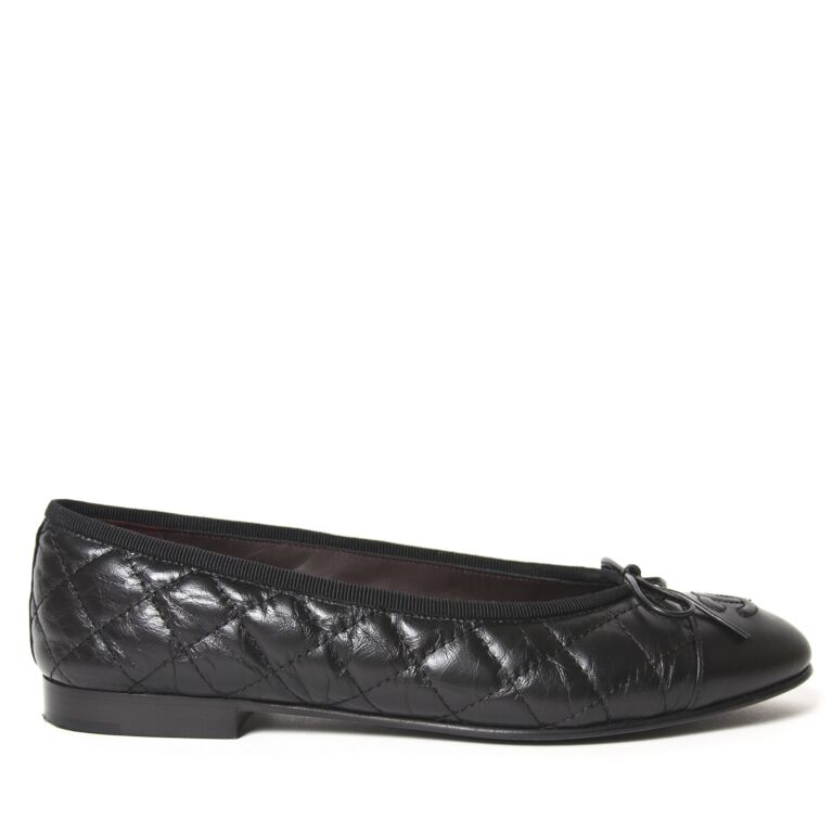 Chanel Black Quilted Leather Cambon Ballerinas Size 38