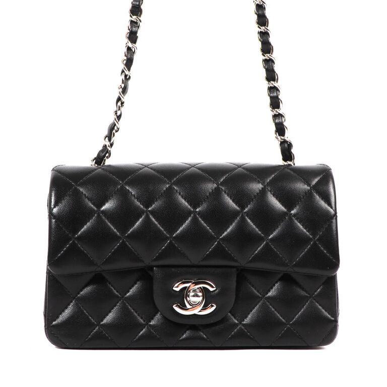 Chanel Black Quilted Lambskin Leather Classic Square Mini Flap Bag -  Yoogi's Closet