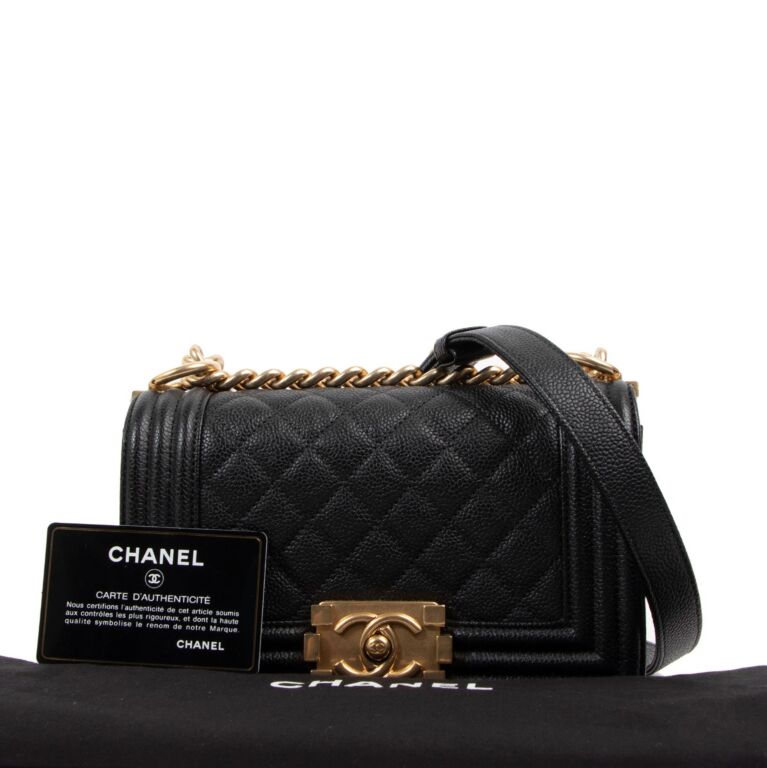 Chanel Black Caviar Leather Small Classic Flap Bag ○ Labellov