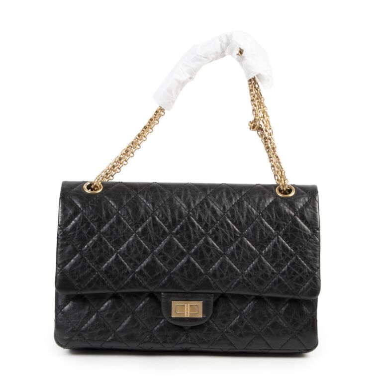 CHANEL Aged Calfskin Quilted 2.55 Reissue 226 Flap Black 73373