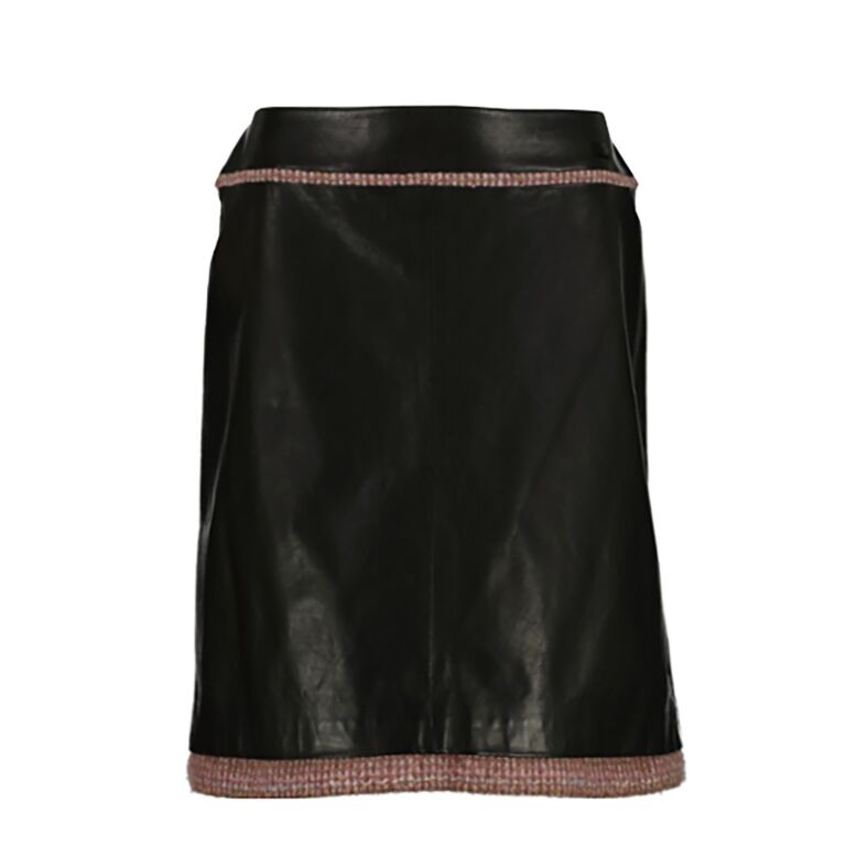 Tweed skirt hotsell leather trim
