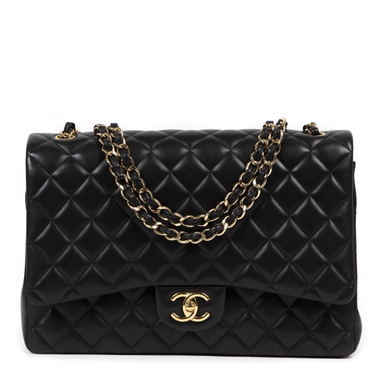 chanel black lambskin leather