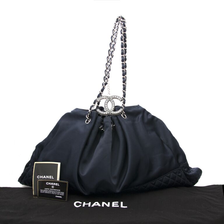Chanel Melrose Coco Cabas Chain Drawstring Satin Shoulder Bag