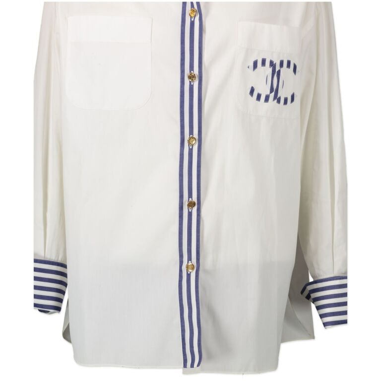 Chanel White Cotton Nautical-Inspired Button-Down Shirt ○ Labellov ○ Buy  and Sell Authentic Luxury