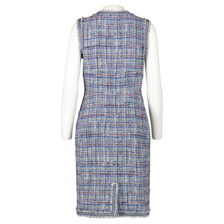 Chanel blue tweed dress sales