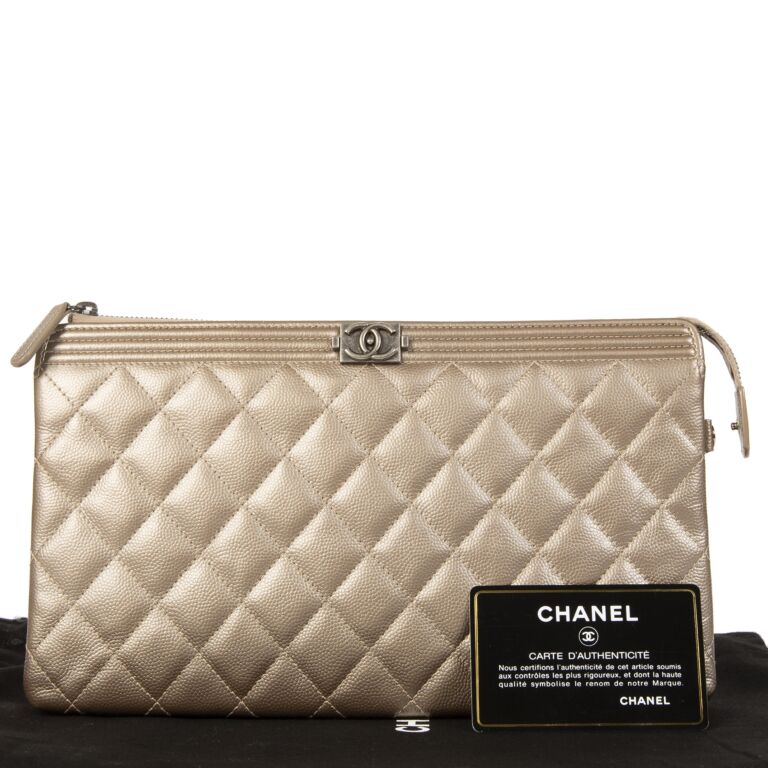 274, CHANEL BOY CLUTCH WITH CHAIN, CAVIAR LEATHER