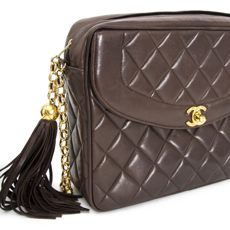 Chanel Vintage Brown Camera Tassel Zip Flap Bag ○ Labellov ○ Buy