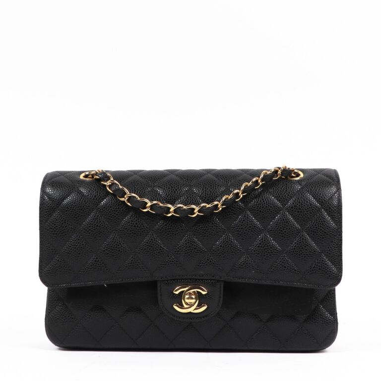 Chanel classic caviar flap bag black silver discount hardware