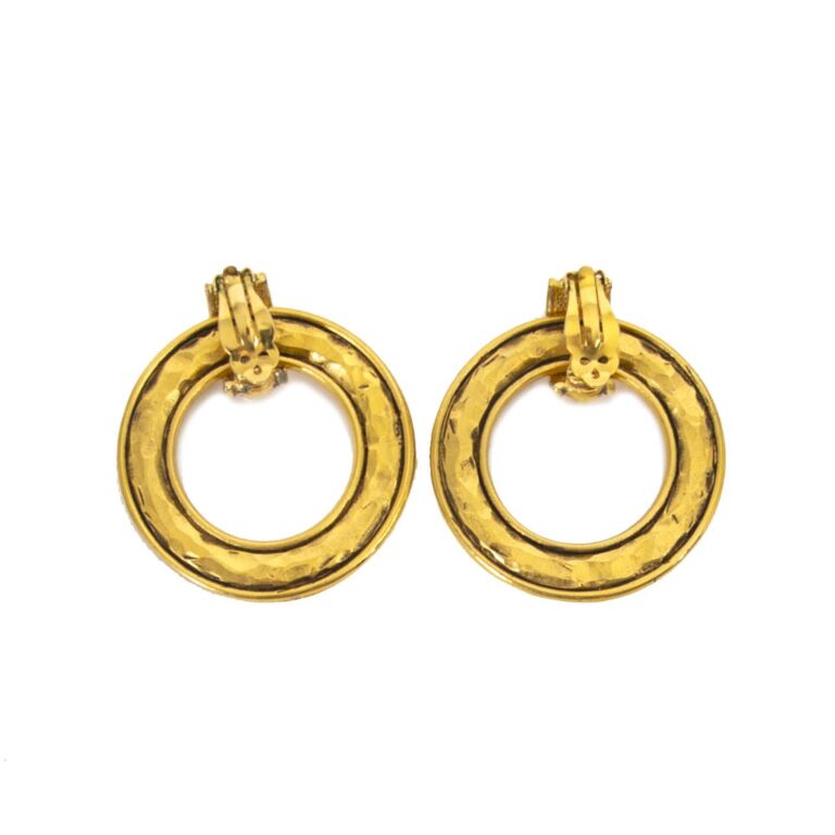 Gold chanel cheap hoop earrings