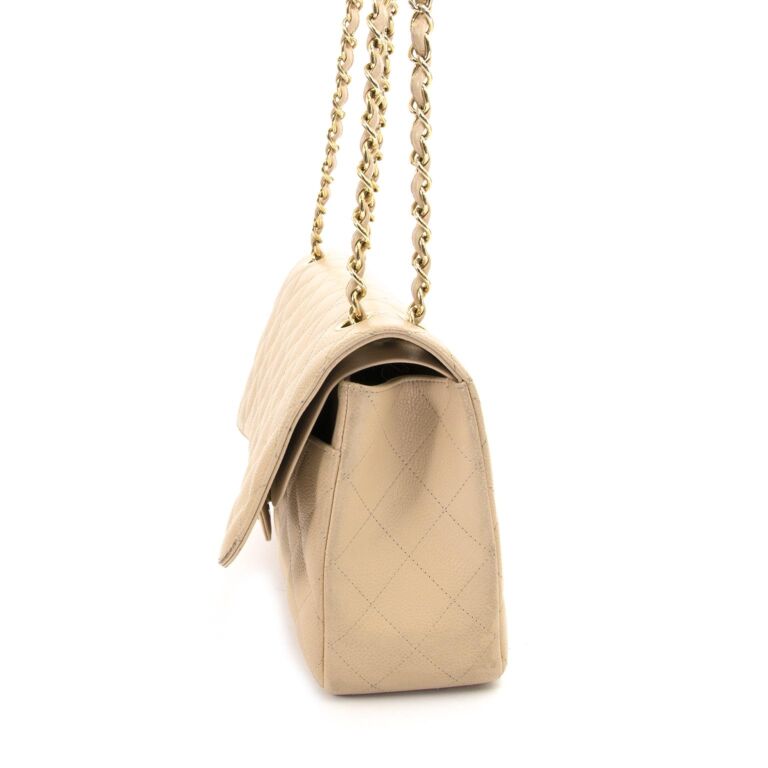 【ヴィンテージ】Rank:S☆Chanel Beige Classic Flap Jumbo Bag CHANEL Classic Jumbo Double Flap Quilted Leather Shoulder