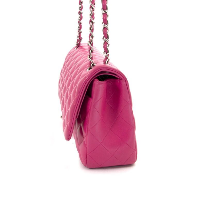 Chanel Iridescent Pink Python Classic Double Flap Jumbo