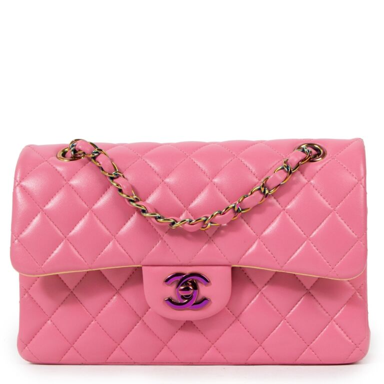 Chanel Spring 2021 Pink Small Rainbow Classic Flap Bag Labellov
