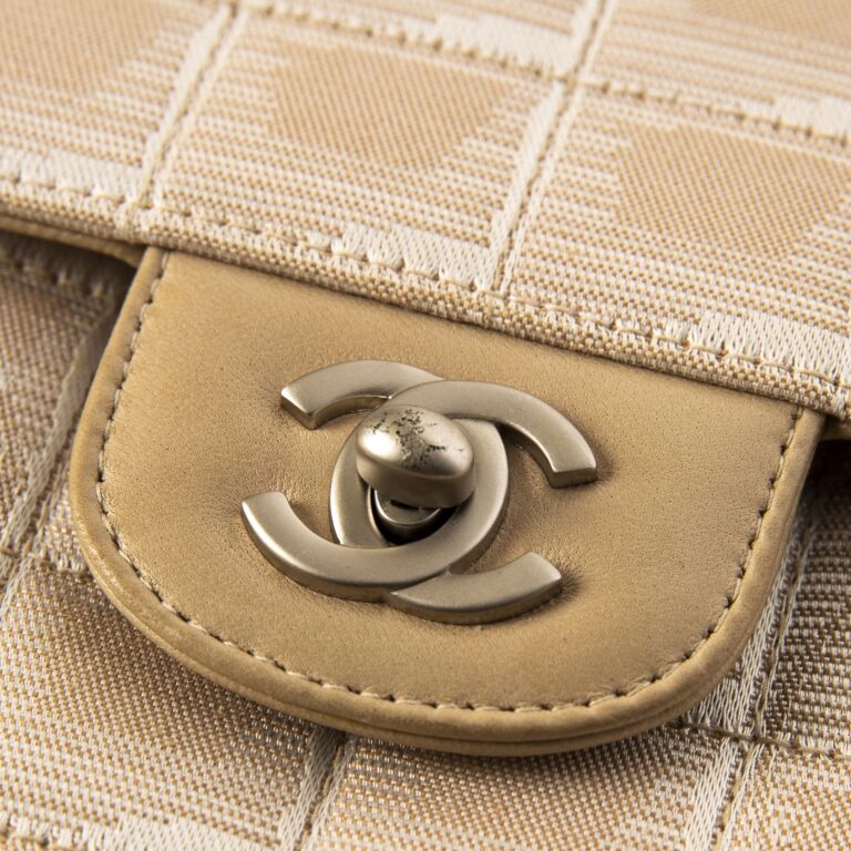 Chanel Beige Canvas Travel East West Flap Bag Labellov Buy